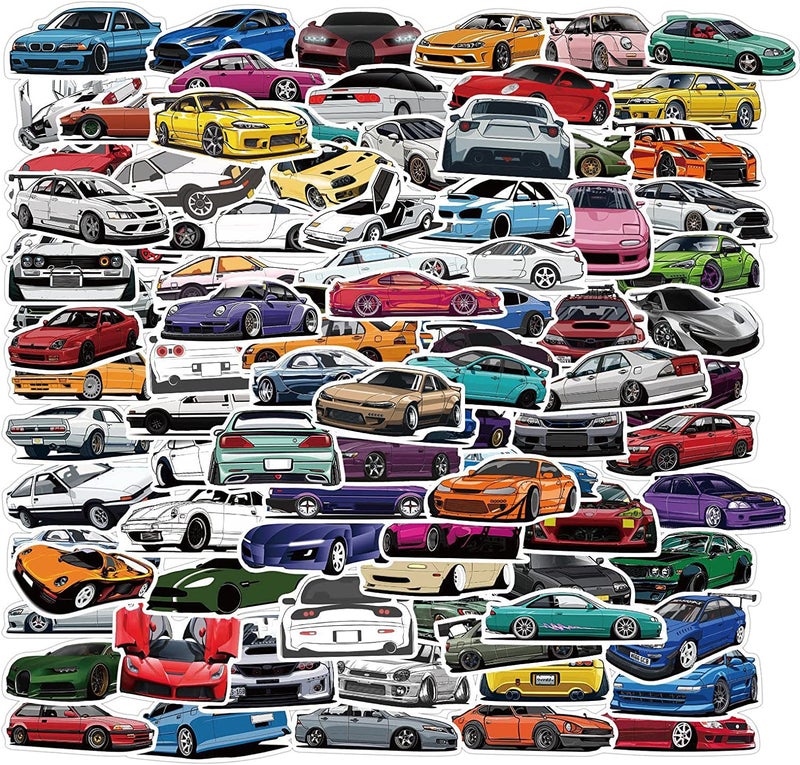 Ratgoo 100 Packs JDM Sport Car Racing Stickers Water Bottles Laptop Phone Motorcycle Computer Guitar Skateboard Hydroflasks Vinyl Sticker Waterproof Aesthetic Trendy Decals for Teens Girls Adults - Image 1